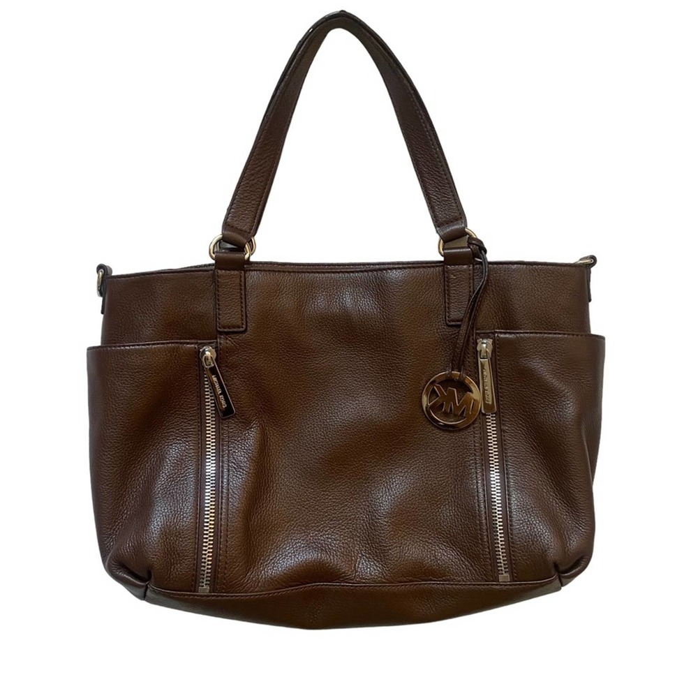 Michael Kors Jet Set Handbag Purse Shoulder Bag Brown Leather Logo